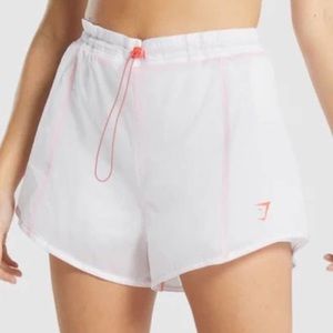 Gymshark Pulse 2 in 1 Athletic Shorts Women's Size XS White Pink Pocket Training